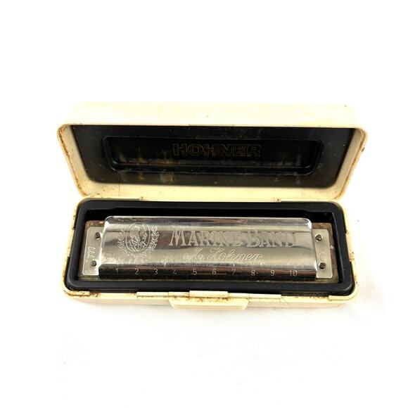 Vintage M. Hohner Marine Band Harmonica Double Reed Diatonic with Case - Picture 1 of 16